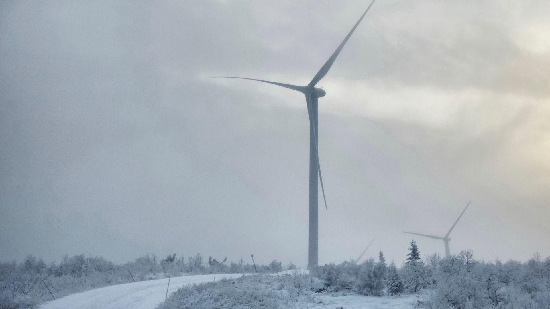 Harsh winter conditions for wind turbines in cold climate regions.